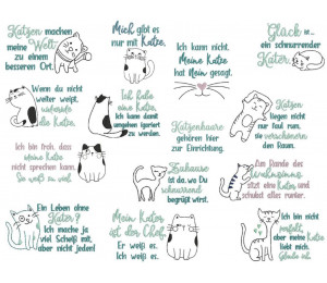 Stickserie - Sprüche Katze Vol. 2